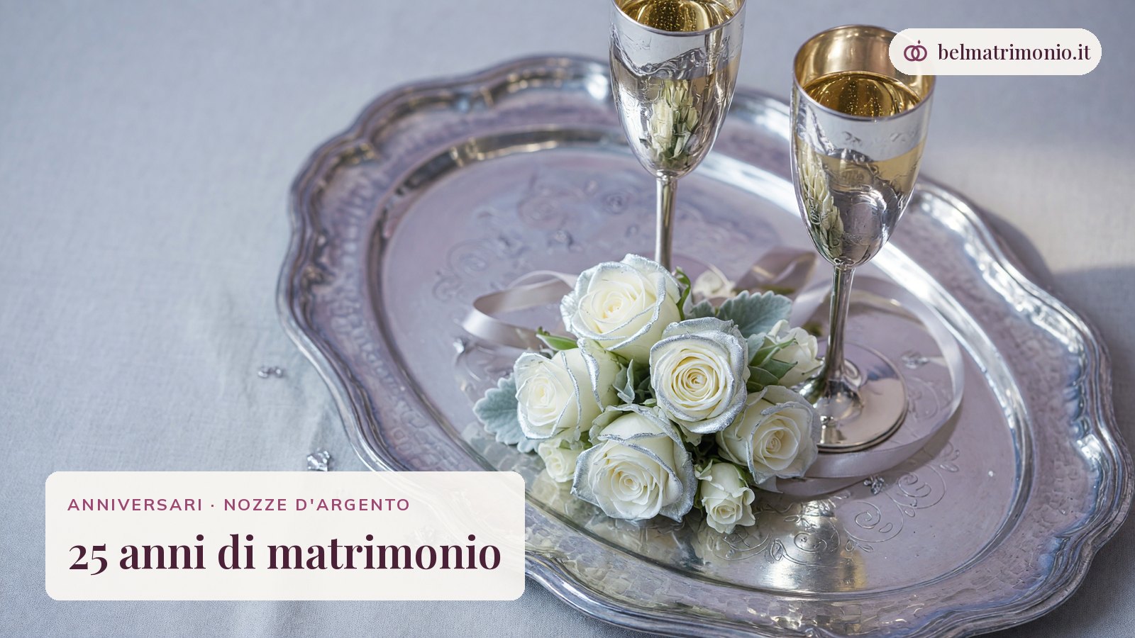 Oggetti simbolo delle nozze d'argento, immagine dei 25 anni di matrimonio