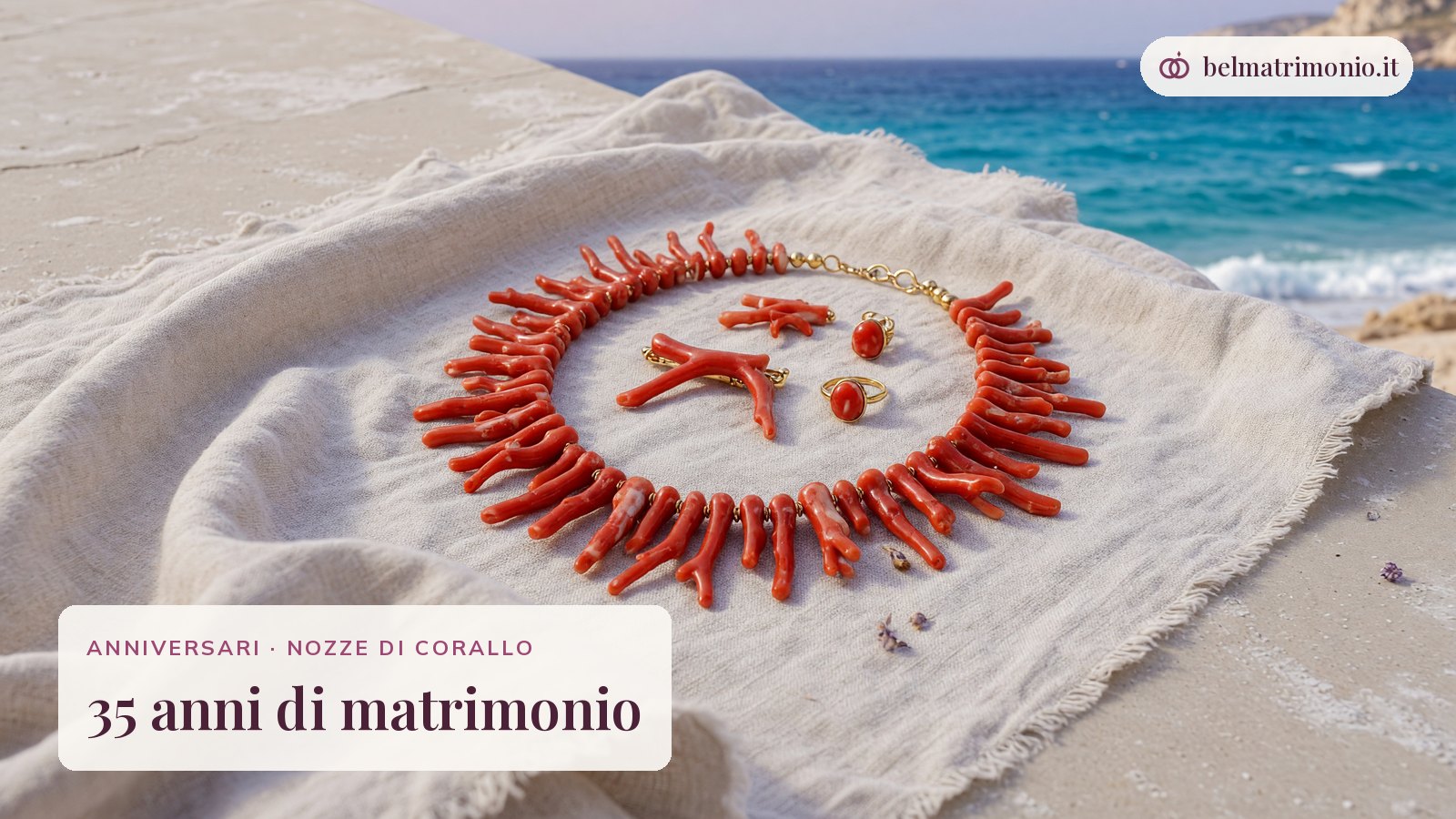 Oggetti simbolo delle nozze di corallo, immagine dei 35 anni di matrimonio