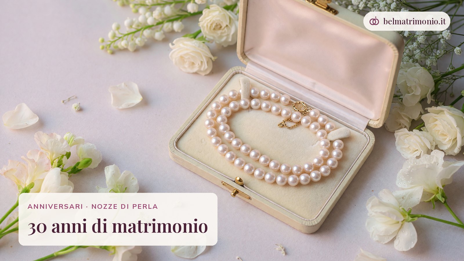Oggetti simbolo delle nozze di perla, immagine dei 30 anni di matrimonio
