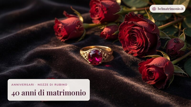 Oggetti simbolo delle nozze di rubino, immagine dei 40 anni di matrimonio