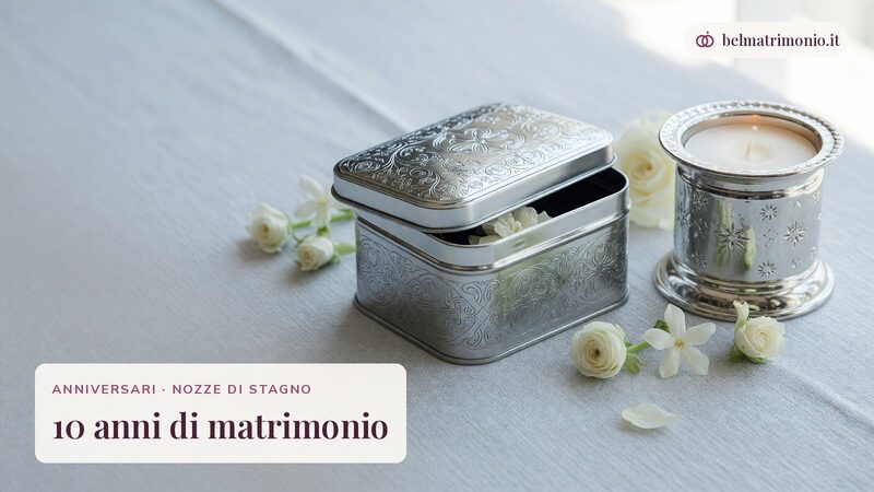 Oggetti simbolo delle nozze di stagno, immagine dei 10 anni di matrimonio