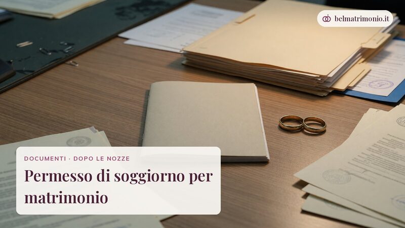 Cartella di documenti ufficiali e fedi su un tavolo, immagine del permesso di soggiorno per matrimonio